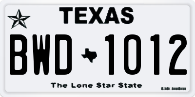 TX license plate BWD1012