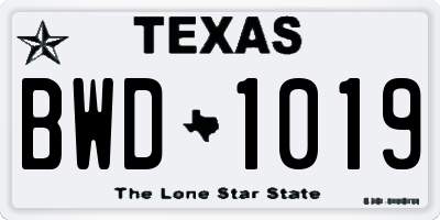TX license plate BWD1019