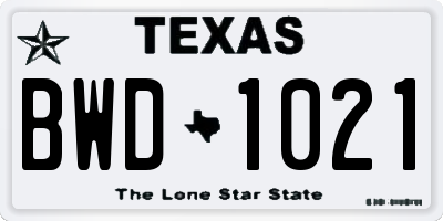 TX license plate BWD1021