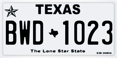 TX license plate BWD1023