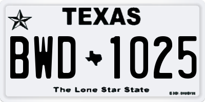 TX license plate BWD1025