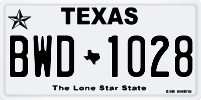 TX license plate BWD1028