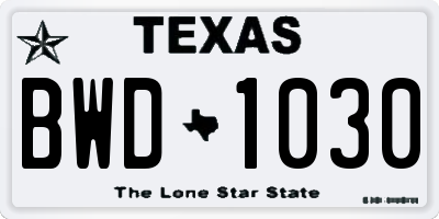 TX license plate BWD1030