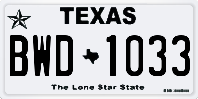 TX license plate BWD1033