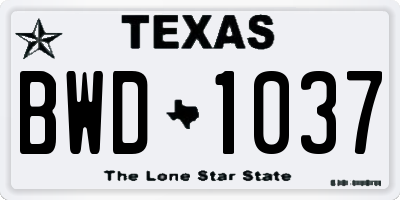 TX license plate BWD1037