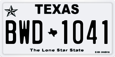 TX license plate BWD1041