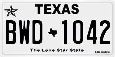TX license plate BWD1042