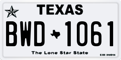 TX license plate BWD1061
