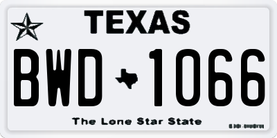 TX license plate BWD1066