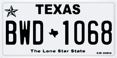 TX license plate BWD1068