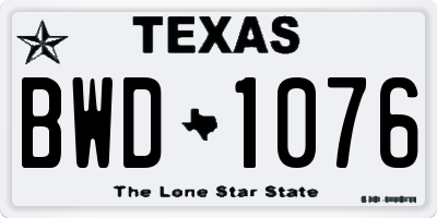 TX license plate BWD1076