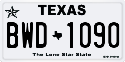 TX license plate BWD1090