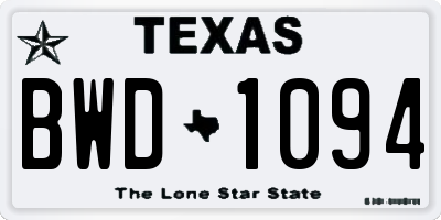 TX license plate BWD1094