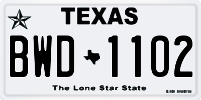 TX license plate BWD1102