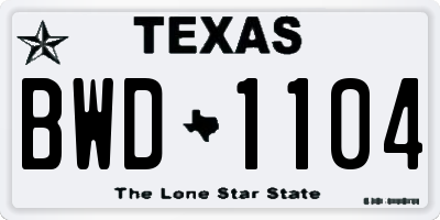 TX license plate BWD1104