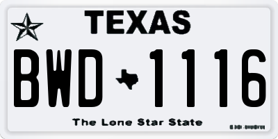 TX license plate BWD1116