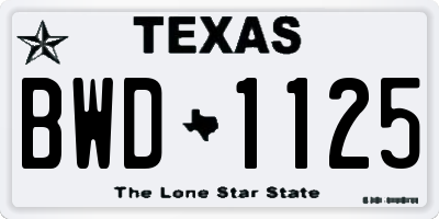 TX license plate BWD1125