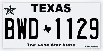 TX license plate BWD1129
