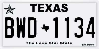 TX license plate BWD1134