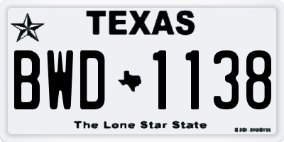 TX license plate BWD1138