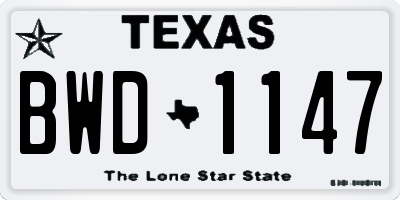 TX license plate BWD1147