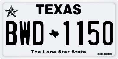 TX license plate BWD1150