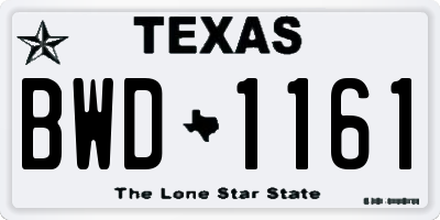 TX license plate BWD1161