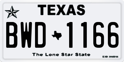TX license plate BWD1166