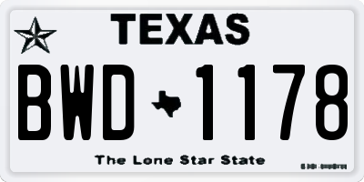 TX license plate BWD1178