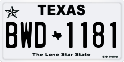 TX license plate BWD1181