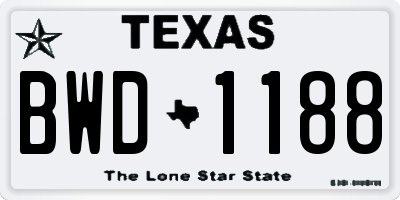 TX license plate BWD1188