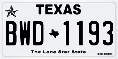 TX license plate BWD1193