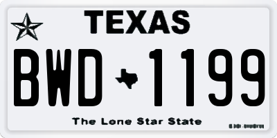 TX license plate BWD1199