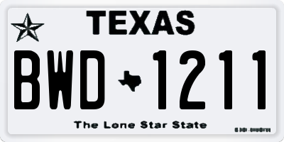 TX license plate BWD1211