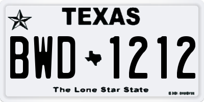 TX license plate BWD1212