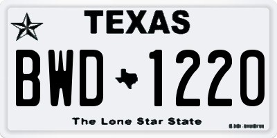 TX license plate BWD1220