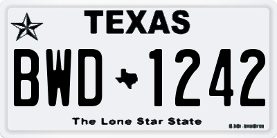 TX license plate BWD1242