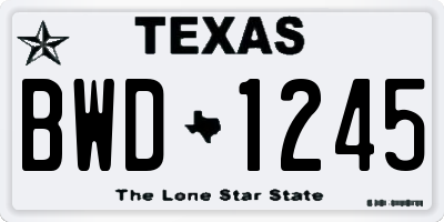 TX license plate BWD1245