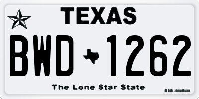 TX license plate BWD1262