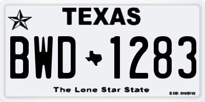 TX license plate BWD1283