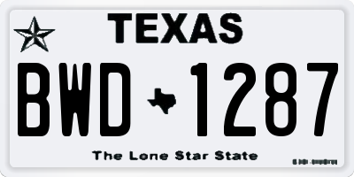 TX license plate BWD1287