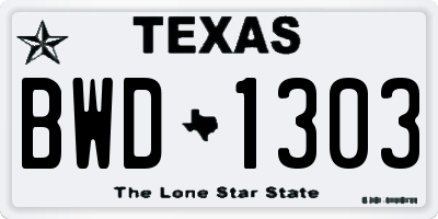 TX license plate BWD1303