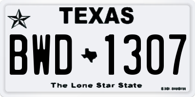 TX license plate BWD1307