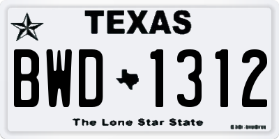 TX license plate BWD1312