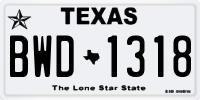 TX license plate BWD1318