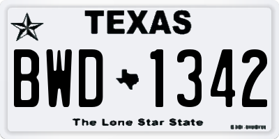 TX license plate BWD1342