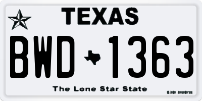 TX license plate BWD1363
