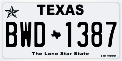 TX license plate BWD1387
