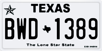 TX license plate BWD1389