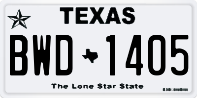 TX license plate BWD1405